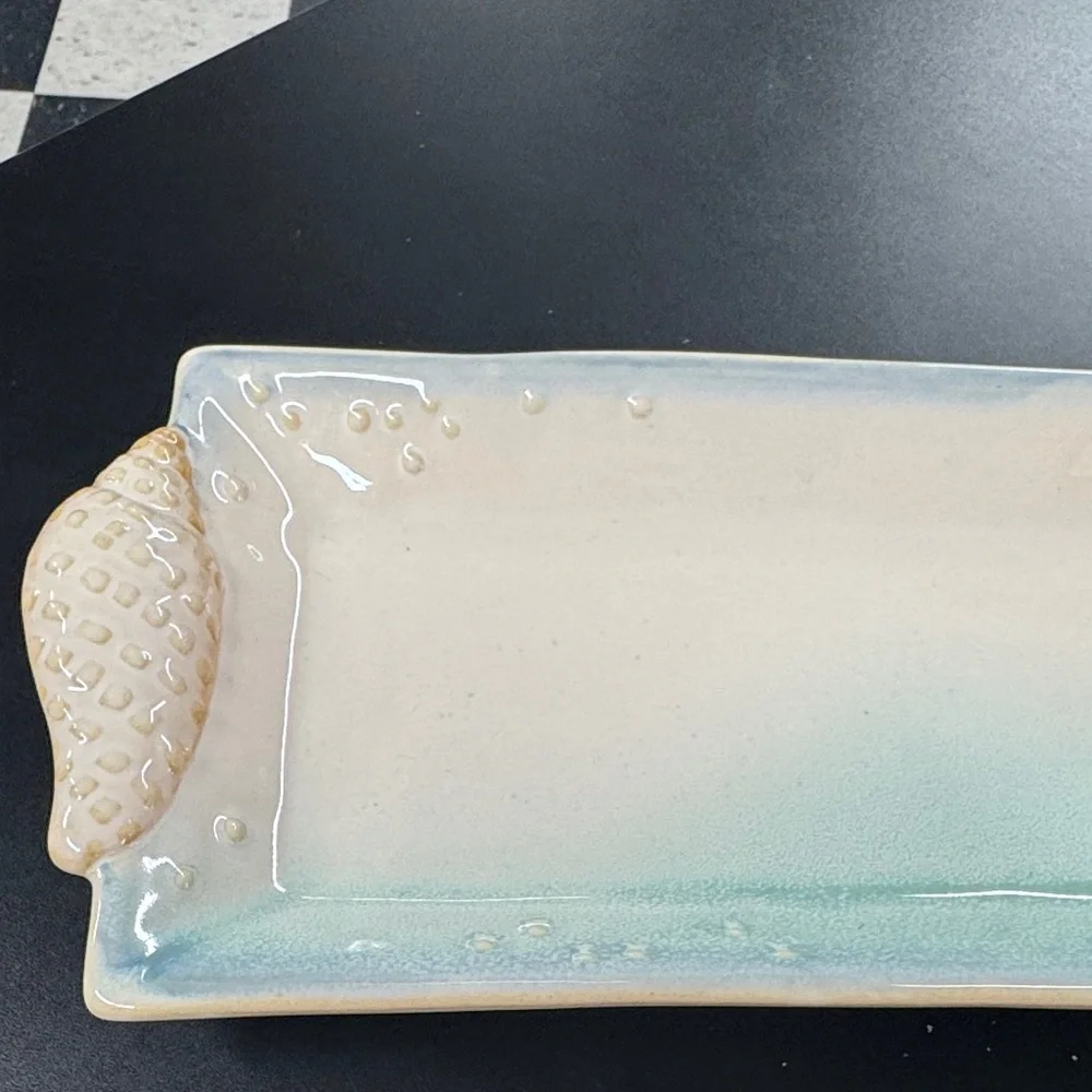 Coastal Starfish Ceramic Tray - Cream and Blue